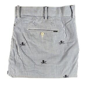 Ralph Lauren POLO Skull Crossbones Embroidery Stretch Classic Fit 42 Striped